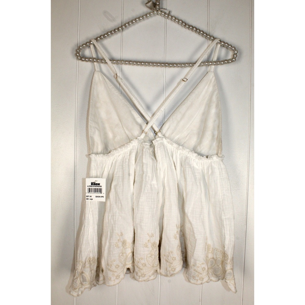 Free People Sunny Days Embroidered Cotton Cami Top in Ivory Size Large NWOT - Picture 7 of 8